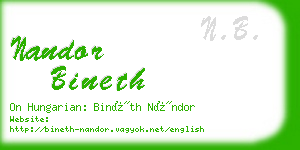 nandor bineth business card